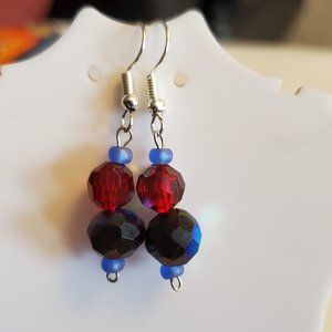 Silver Tone Hook Glass Dangle Earrings Tony Alexander Jewelry Artisan Fashion